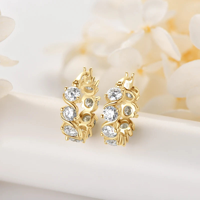 4mm 4.8carat All D Moissanite Diamond Hoop Earrings for Women Engagement Wedding Original 925 Sterling Silver Jewelry