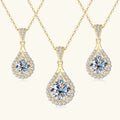 Classic Luxury Dainty 925 Silver Round Teardrop Necklace 6.5MM 8MM 9MM Moissanite Gourd Shaped Pendant Necklace for Women