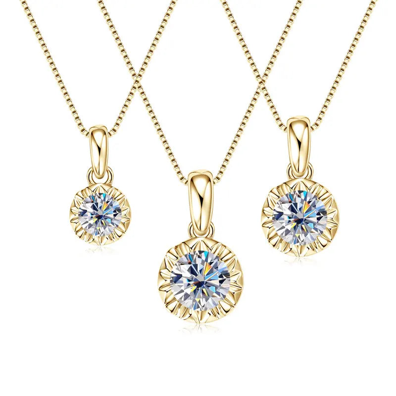 Manufacturer Delicate Necklace 925 Silver 6.5mm 8mm 9mm Round White D Color VVS1 Moissanite Solitaire Pendant Necklace
