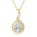 Custom 14K Gold Plated 925 Silver Pear Shape 6x9mm 1.5ct Moissanite Drop Pendant Necklace Jewelry Gifts for Women Mothers Gifts
