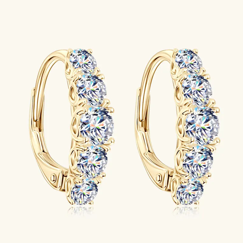 Women's 925 Silver Engagement Earrings with 4mm 3.5mm 3mm Moissanite Clasp Hoop Style Accent Stones for Stylish Looks